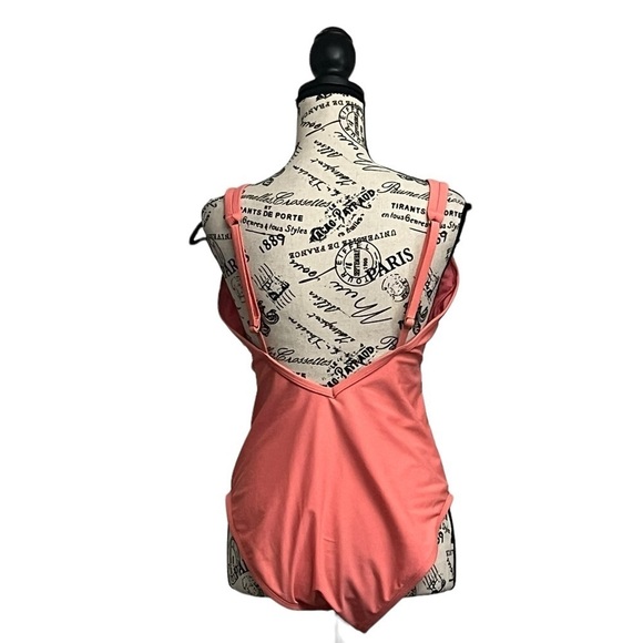 Kona Sol Women’s Orange One Piece Swimsuit L Adjustable Straps VNeck Summer Swim - Picture 5 of 11
